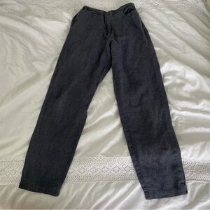 EILEEN FISHER SMALL 35% Linen Pants Straight leg dark gray grey summer